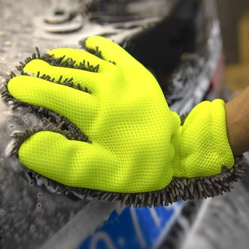 Polishing Thicker Chenille Mitt Glove Microfiber Car Wheel Wash Multi-Purpose Cleaning Gloves