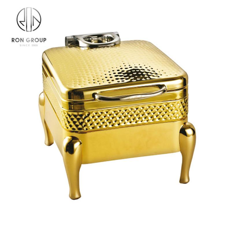 Hotel Restaurant Catering Luxury Electric Buffet Stainless Steal Gold Food Warmer Chafing Dish for Commercial Use