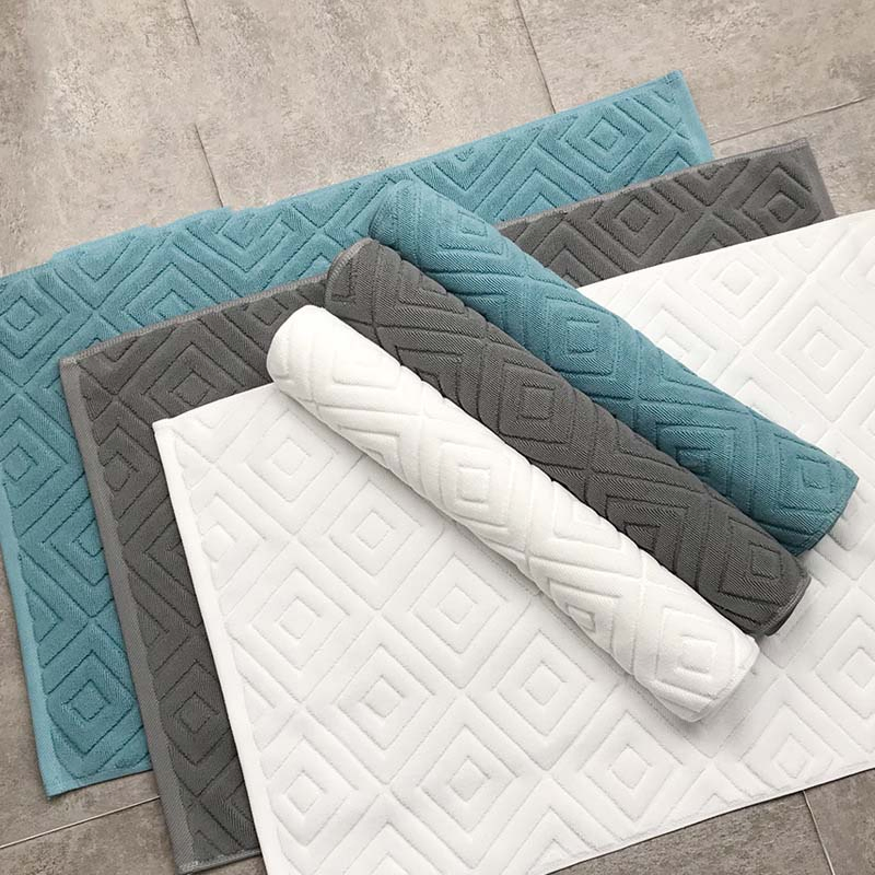 Custom Nonslip Water Absorbent Foam Cotton Cobblestone Embossed Stone Bath Mat Quick Dry Bathroom SPA