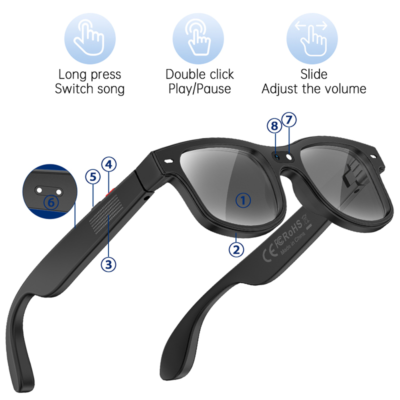 Ai Translation Glasses Sunglasses Anti-Blue Light Photochromic Lens Chatgpt 800W Smart Camera Glasses