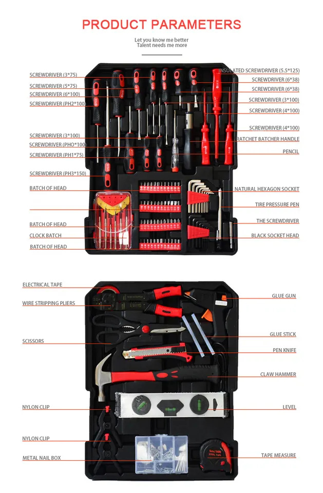 OEM 186PCS Household Tool Set Auto Repair Tool Kit Toolbox and Wheels
