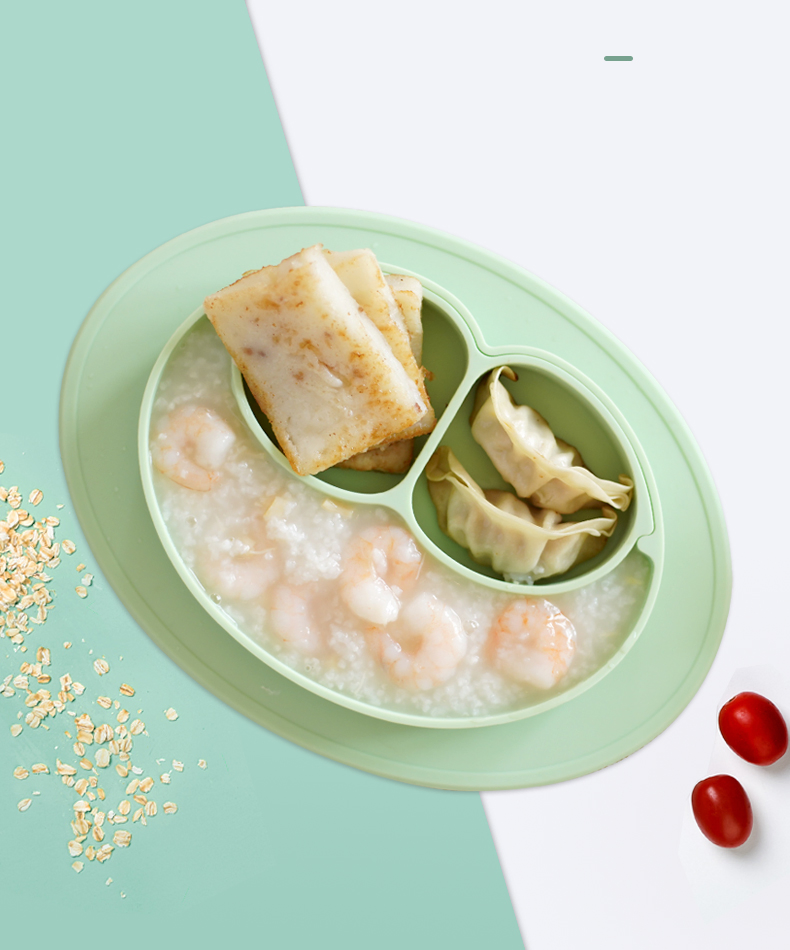 Original Design Silicone Divided Plate Dish Suction Mat Baby Bowl Dinner Plate for Kids