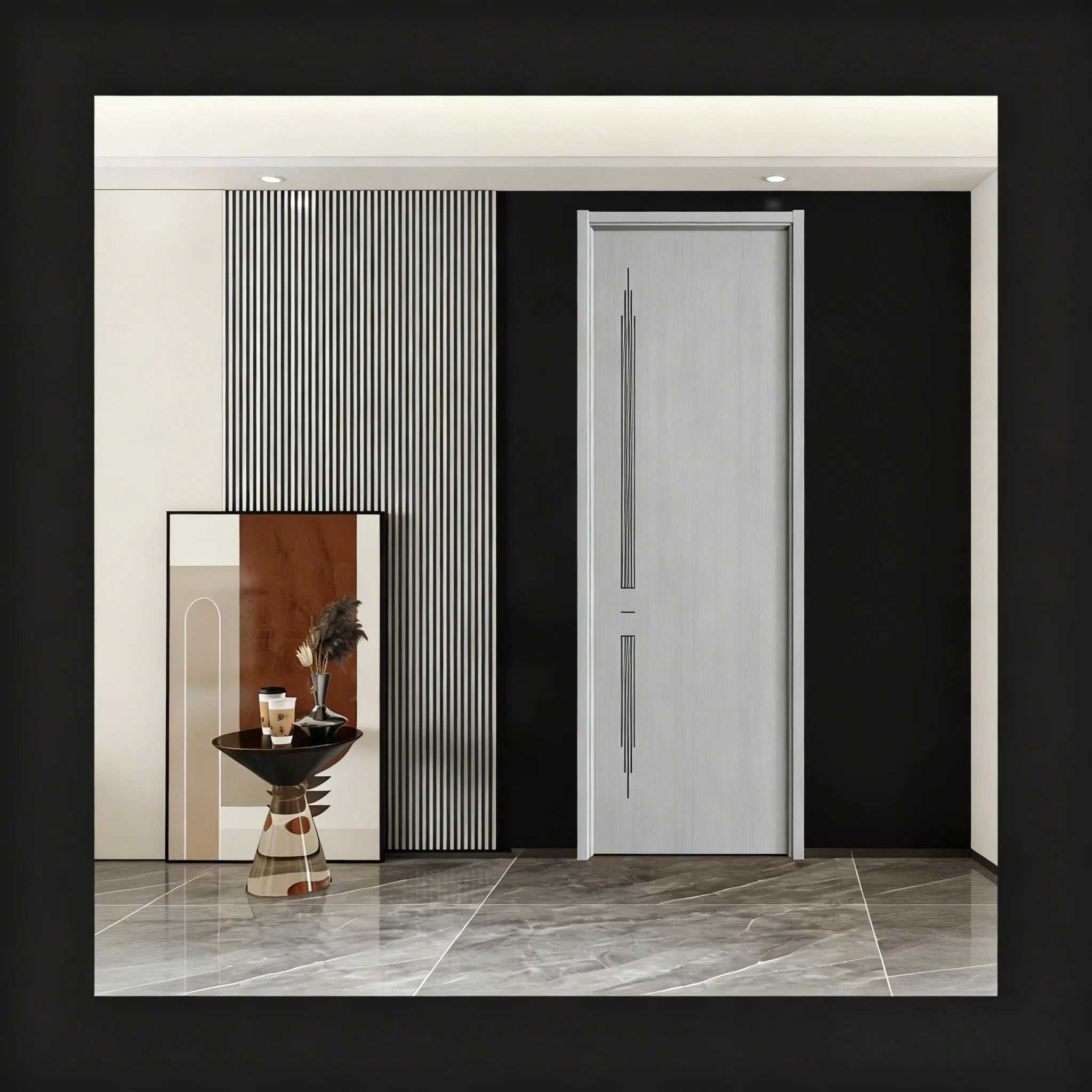 Factory Made Wooden Wood Main PVC Double Leaf Door Decorative Panel for Housing Entrance Projects