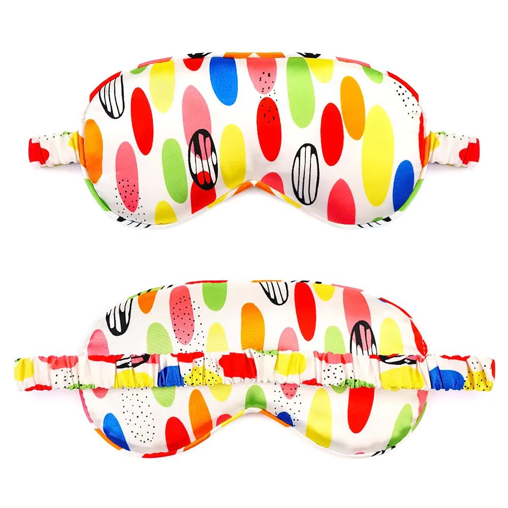 Feather Printed Satin Eye Mask, Hot & Cold Compress, Sleep & Eye Fatigue Relief
