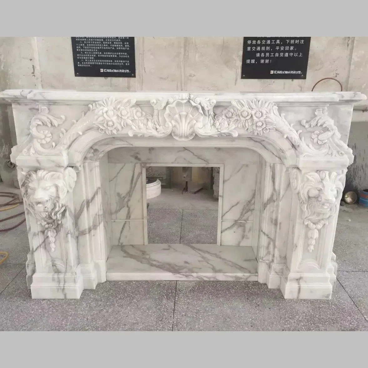 Indoor Freestanding Stone Mantel Fireplace