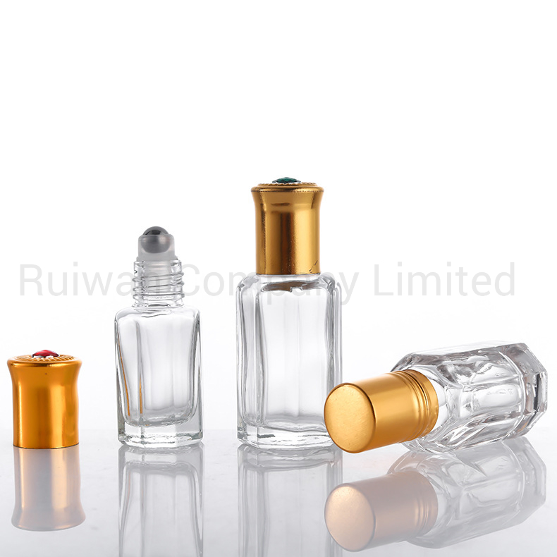 Wholesale Clear Octagonal Roller Bottle with Capacity 3ml, 6ml, 9ml. 12ml