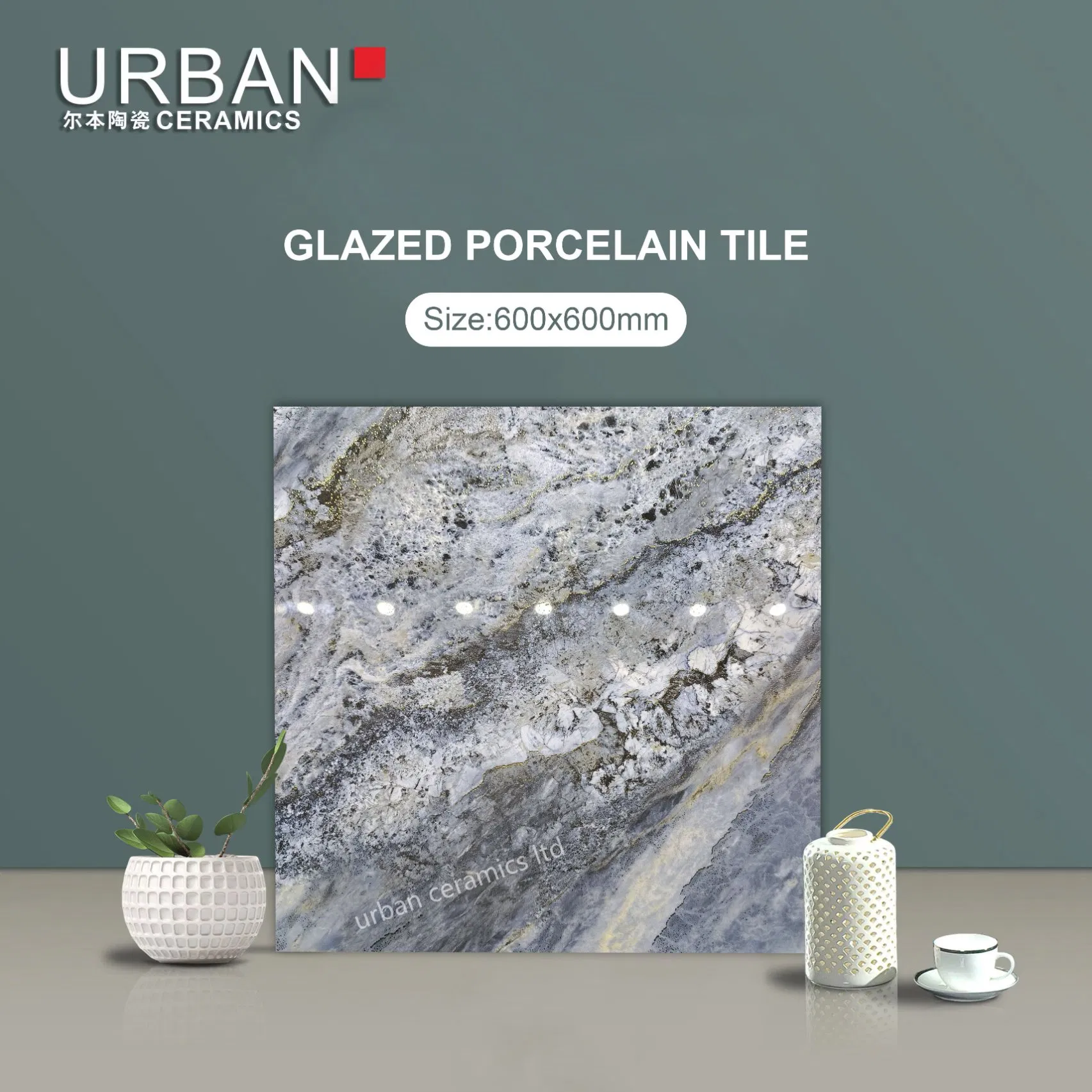 Fashion Office Subway Bedroom Golden Silver Glazed 600X600 Ceramic Porcelain Floor Tile