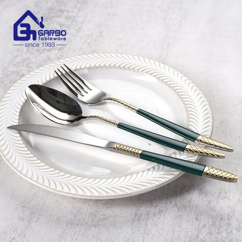 Arabic Style Titanium Colorful Dinner Fork Stainless Steel Fork Set Laser Logo