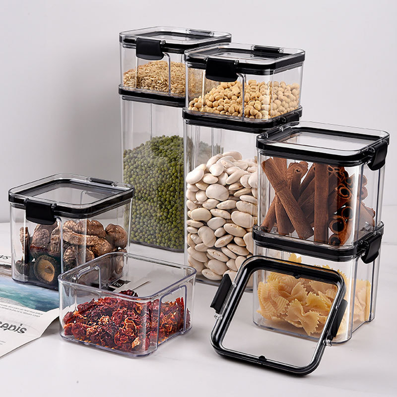 Large Capacity Sealed Plastic Dry Food Storage Box Clear Grain Spice Storage Jar Kitchen Accessories