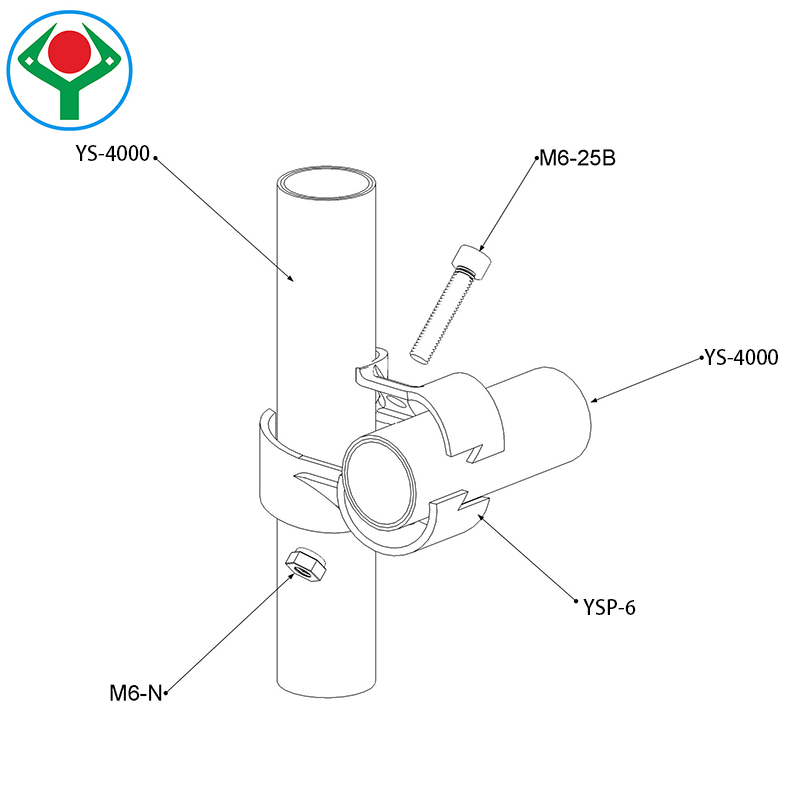 Ys-6 Balck Anti Rust Metal Flexible Pipe Connector Fitting Intersection Joint Set for Lean Pipe