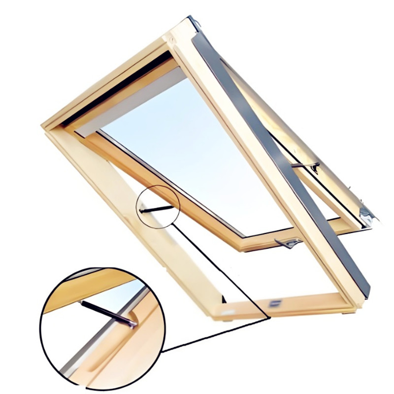 Durable Air Ventilation Aluminum Cladding Solid Wood Skylight Roof Window