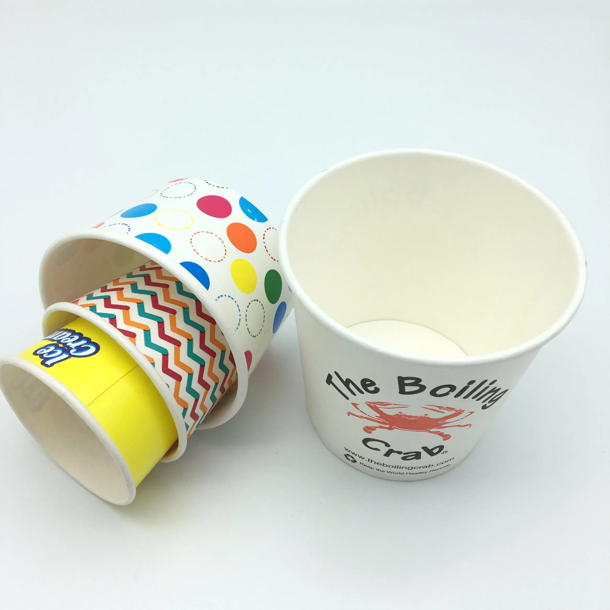 Custom Ice Cream Cups with Dome Lids Available in Multiple Sizes Double PE Coated for Leak and Water Resistance