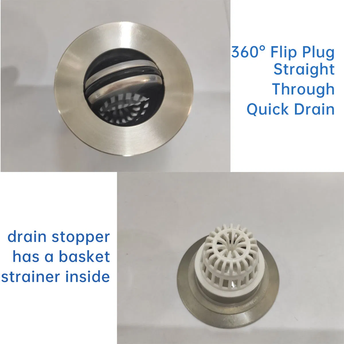 American Style Flip-up Cover Anti-Clogging Stainless Steel PP Material Bathroom Washbasin Drain