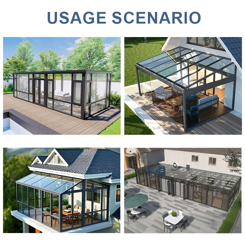 Polycarbonate Garden Greenhouse Prefab Solarium Glass House 10X16 Size Aluminium Sunroom with Bathroom Sunroom