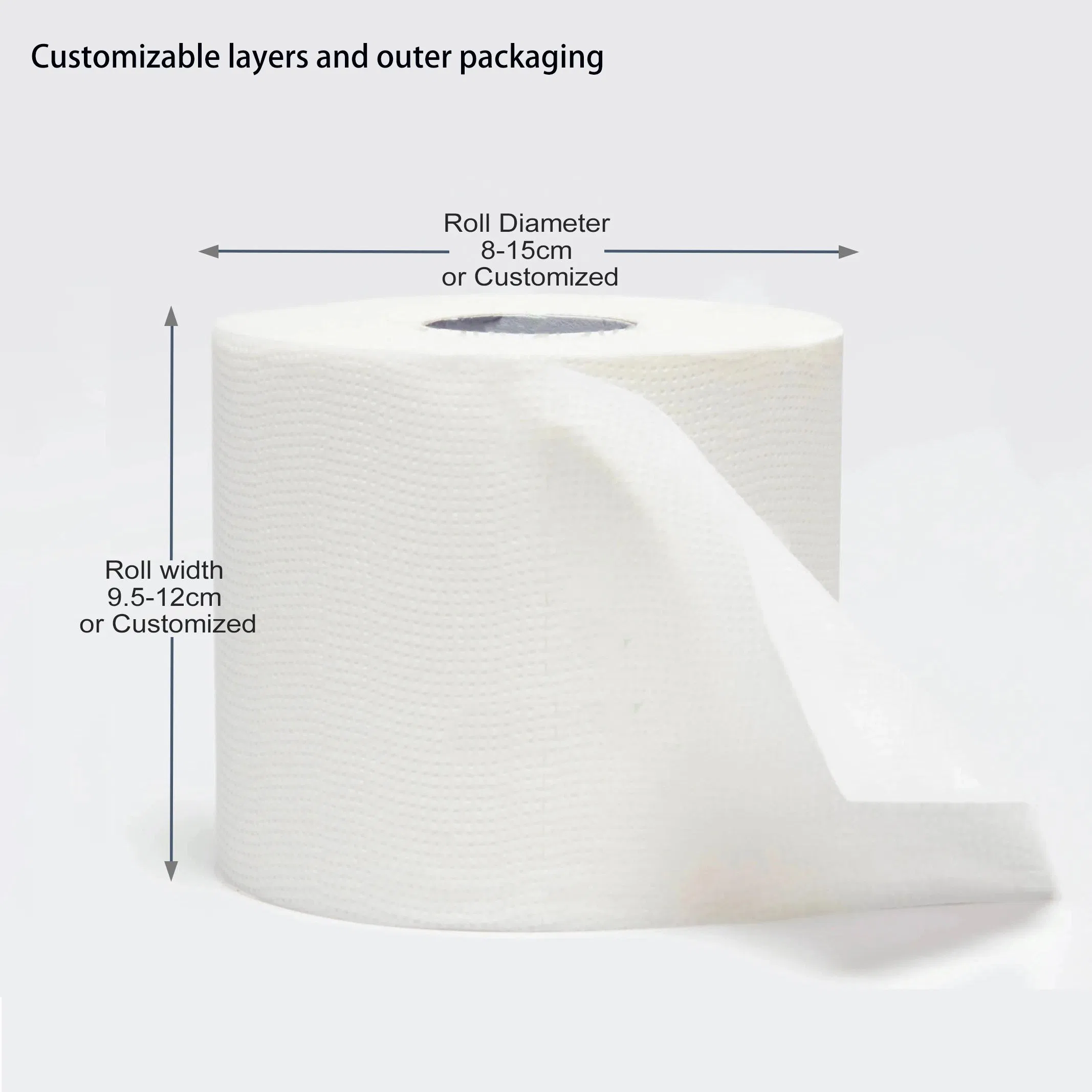 China 300/370 Sheets Per Carton Yes Customized Logo 10*10cm 3ply Toilet Tissue Paper