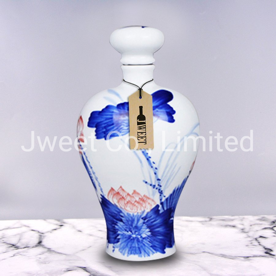 Custom with Cork Spirit Wine Olive Oil Ceramic Bottle