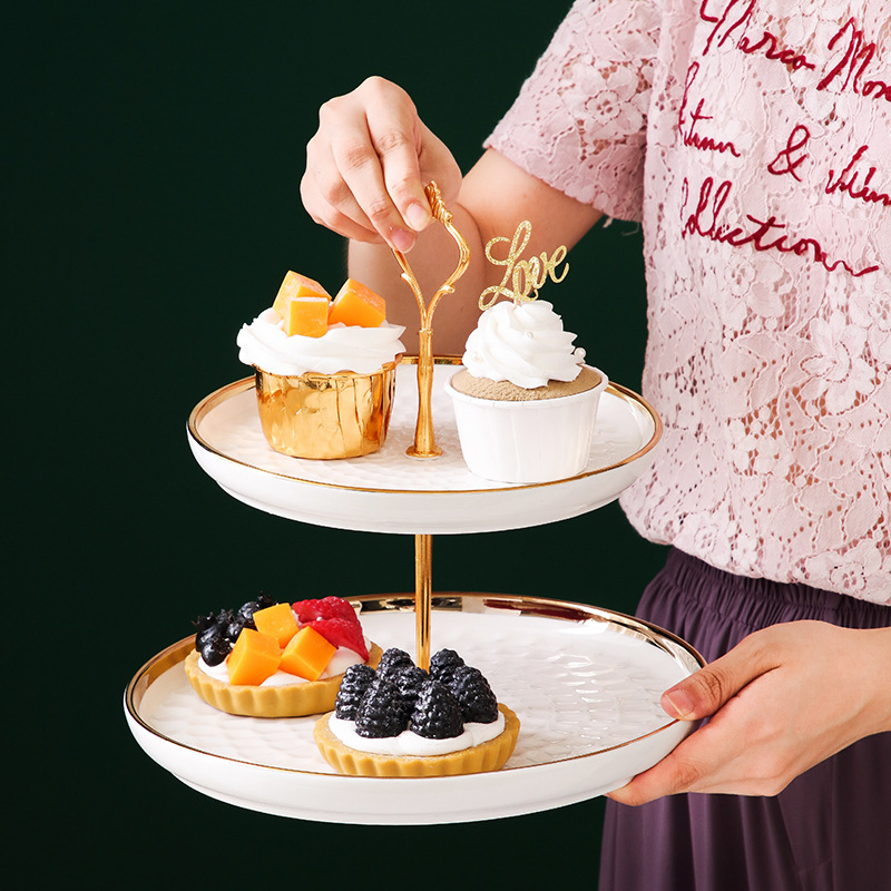 Popular Ceramic Kebab Living Room Snacks Three Tier Dried Fruit Tray