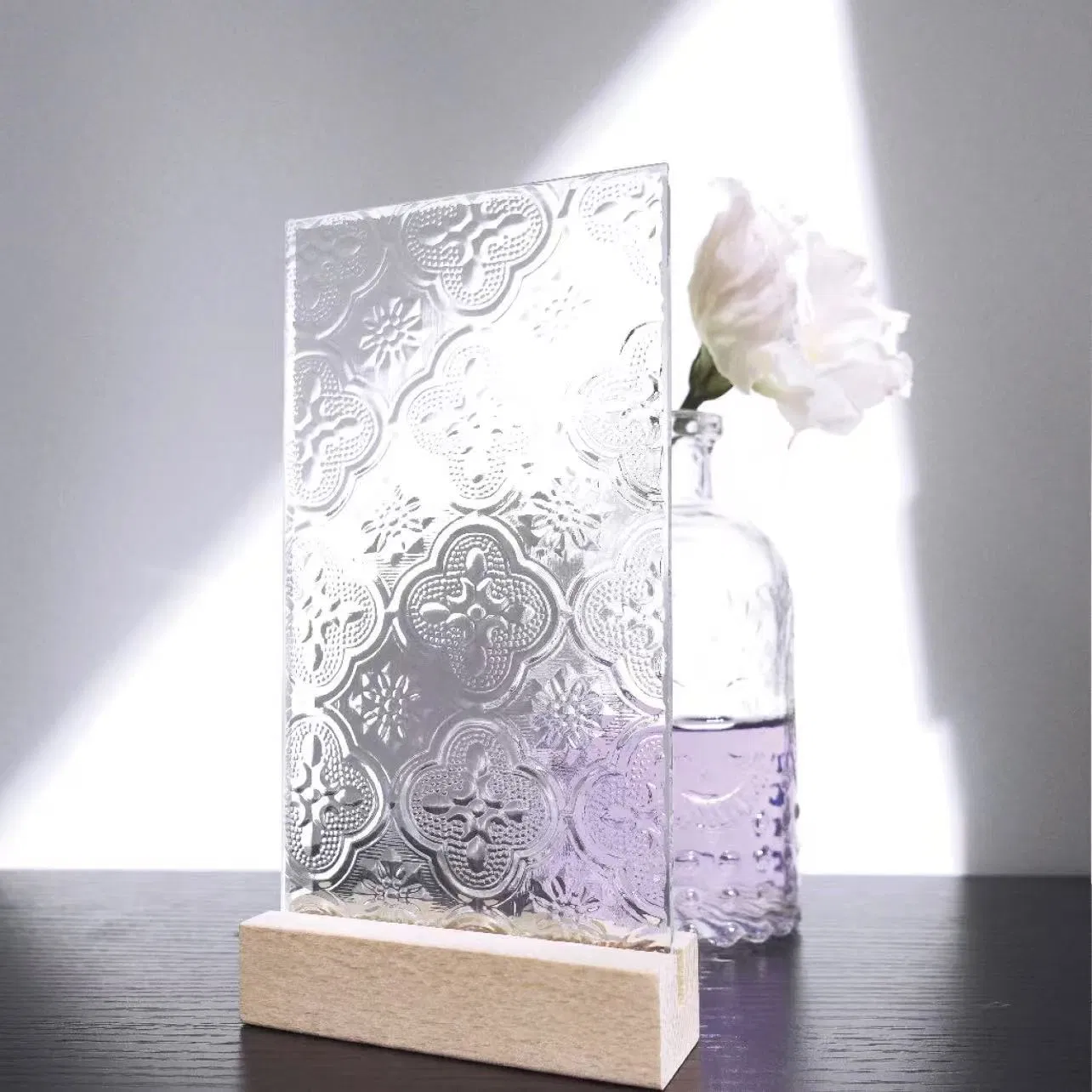 4mm 5mm 6mm Customized Tempered Pattern Glass with Mistlite Crystal Bamboo Moru