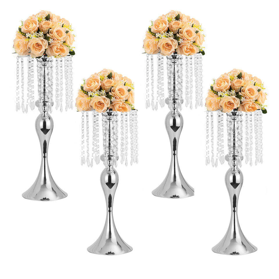 Tall Metal Flower Vase Holders Gold Vases for Centerpieces Crystal Flower Arrangement Stand Table Wedding Centerpieces
