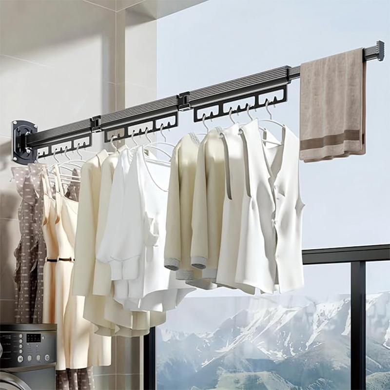 Space Saving No Drilling Indoor Outdoor Clothes Drying Laundry Dryer Rack