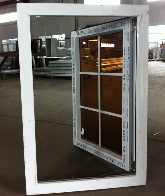 Low Price White Color UPVC Vinyl Casement Glass Window Hinged Window