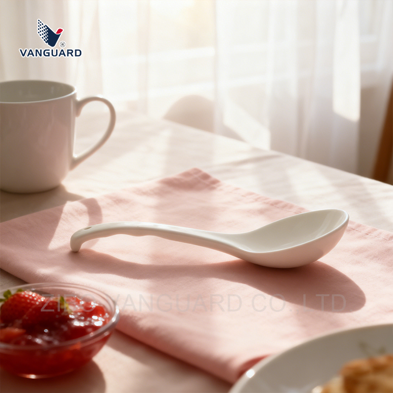 Hot Selling Ceramic Dinner Spoon White Large Porcelain Table Spoon for Restaurant