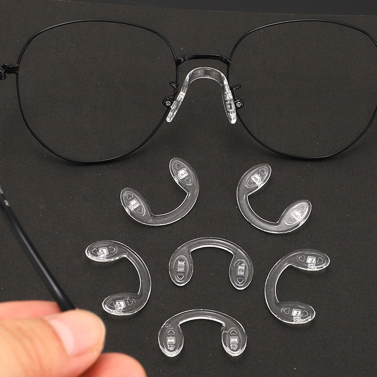 U Shaped Plastic Silicone Nose Pads for Eyeglass, Soft Plug-in Air Chamber Glass Nose Pads Strap Bridge_Algz_160056