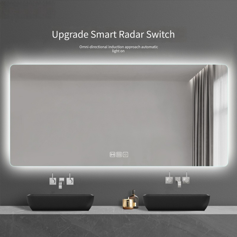 Factory Price Arch Shape Hotel Smart Wall Mirror with LED Light Adjustable Illuminated Bathroom Mirror