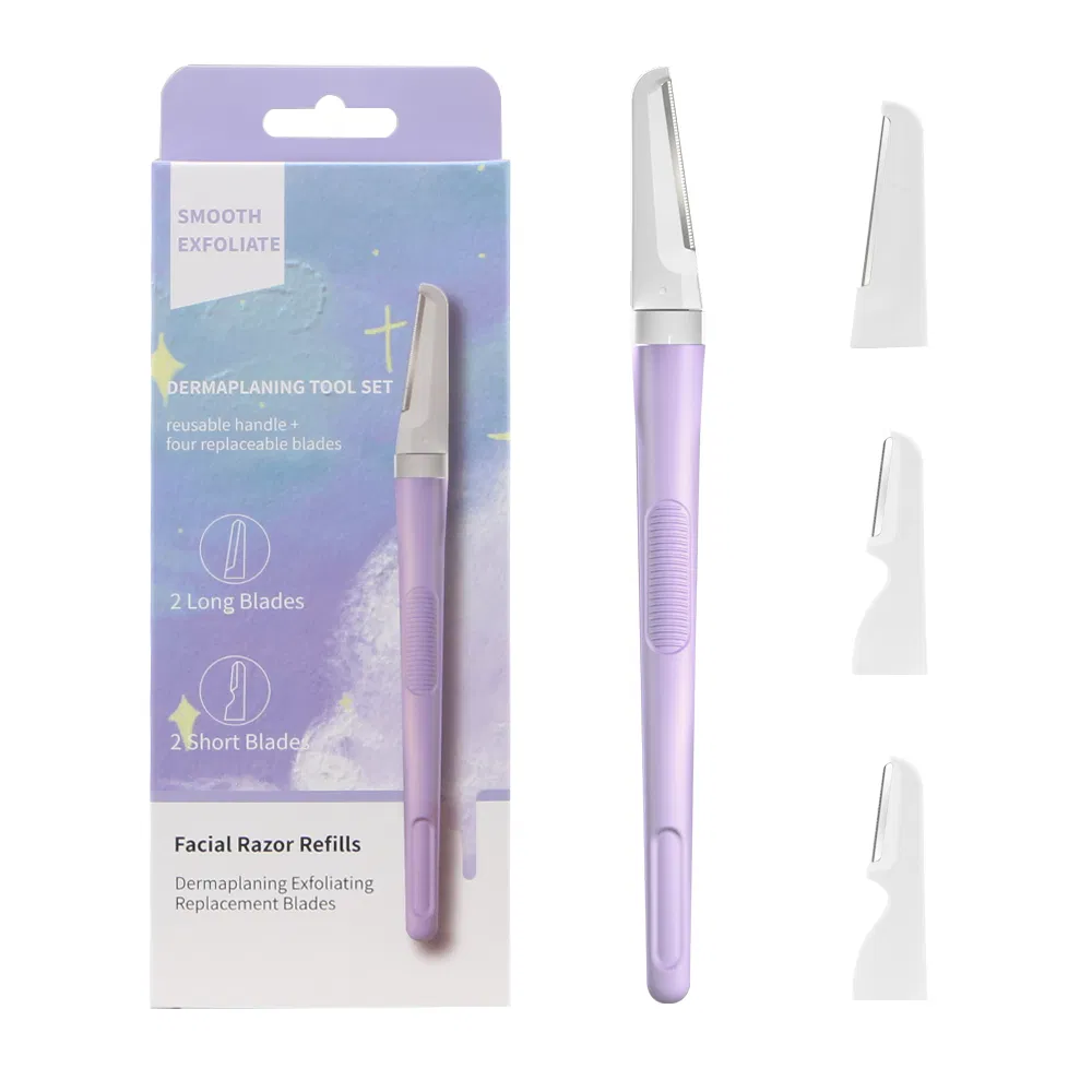 Dermaplaning Tool Set, Professional Dermaplane Tools with 6 Refill Blades, Peach Fuzz Removal & Eyebrow Sharper for Women