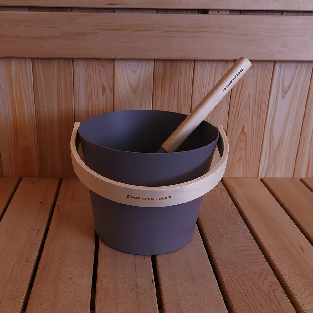 4-Piece Sauna Tool Kit Bucket Ladle Humidity Thermometer & Sand Timer