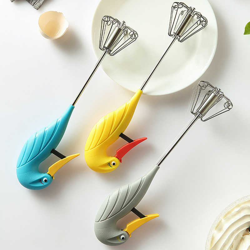 Semi-Automatic Whisk Manual Press Rotary Stainless Steel Whisk Stirrer Baking Tools