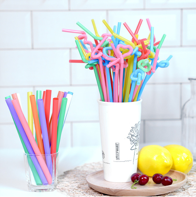Disposable Colorful Plastic Straws Flexible Plastic Straws