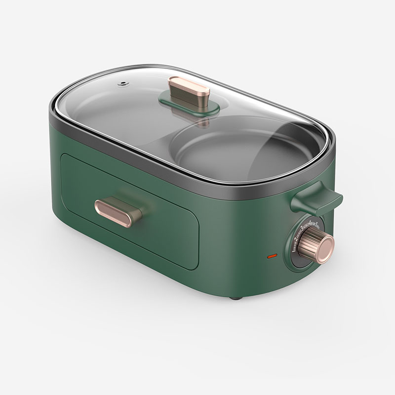 2 in 1 Multi Non Stick Breakfast Maker with Griddle Oven Glass Lid for Making Steak BBQ Heating Toast