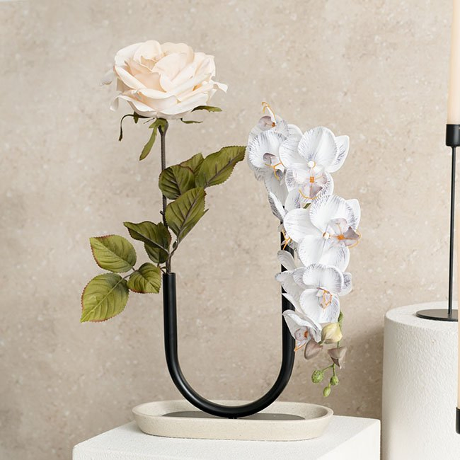 White U Shape Metal Vase