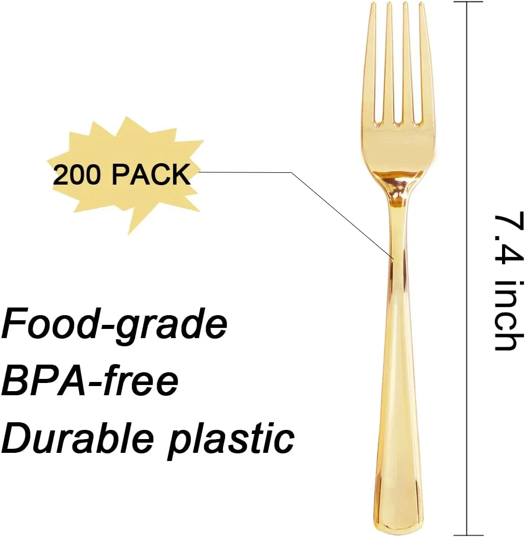 Premium Gold Heavyweight Plastic Forks for Events & Catering