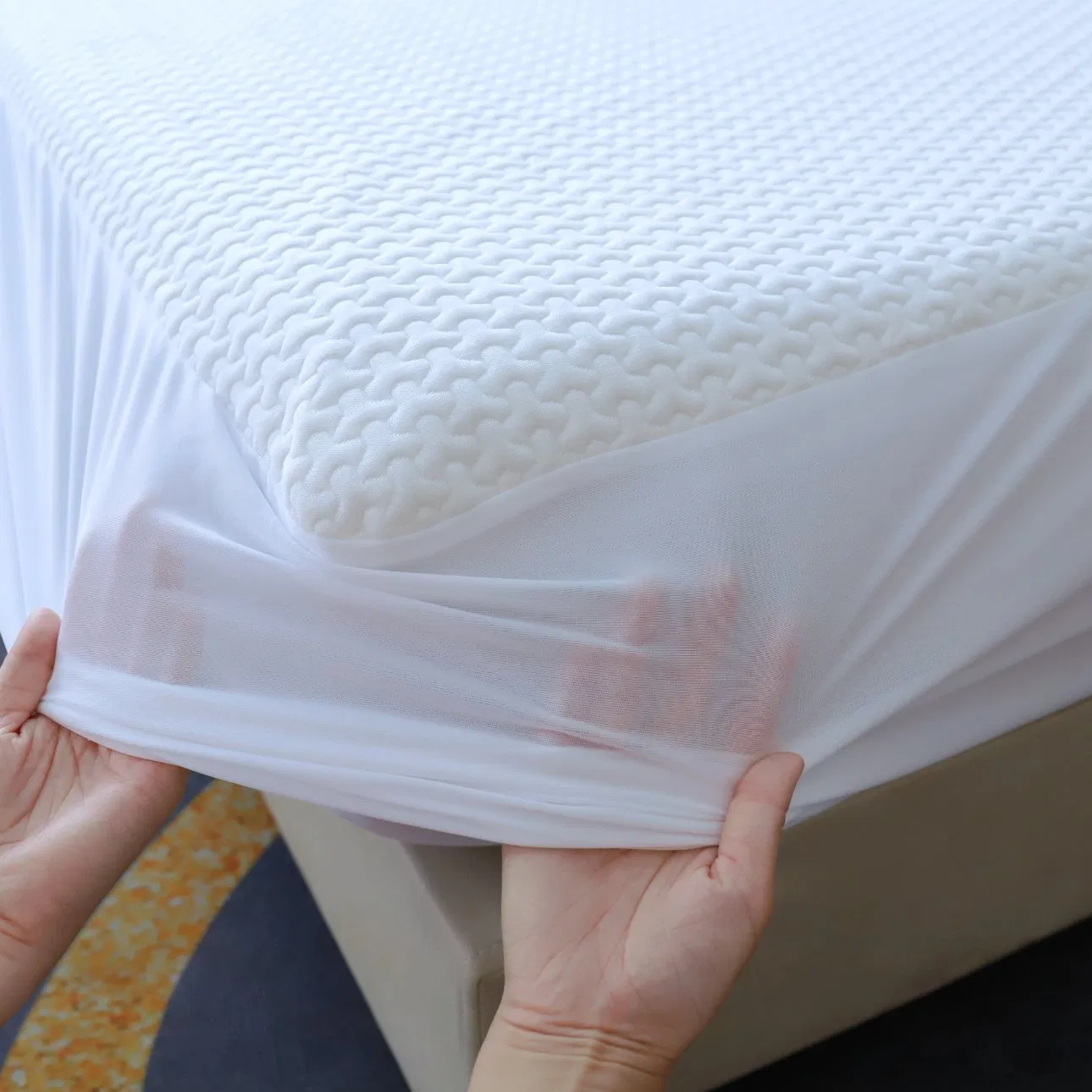 Factory Wholesale Hypoallergenic 3D Air Fitted Sheet Elastic Anti-Bacterial Anti-Dust Mite