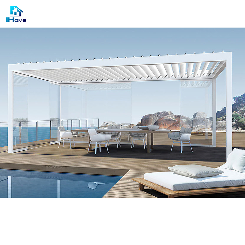 Freestanding & Wall Mounted Sunshade Rainproof Aluminium Louver Pergola Roof Outdoor for Living Areas