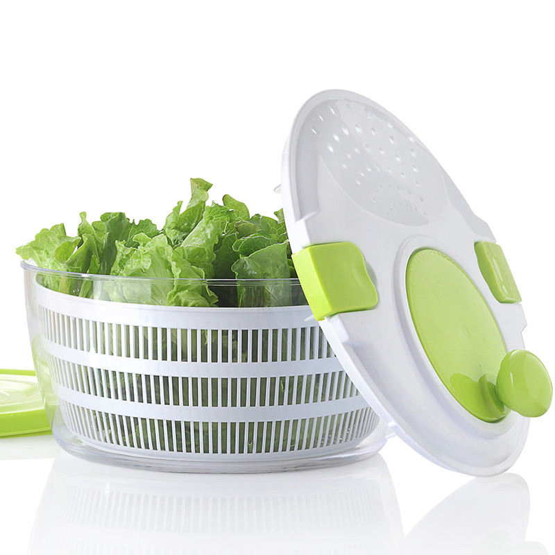 Best Kitchen Salad Maker Set Tool Green Large Salad Spinner with Lid and Bowl