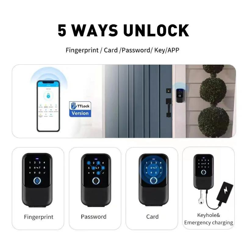 Smart Outdoor Bluetooth Fingerprint Waterproof Ttlock Smart Lock