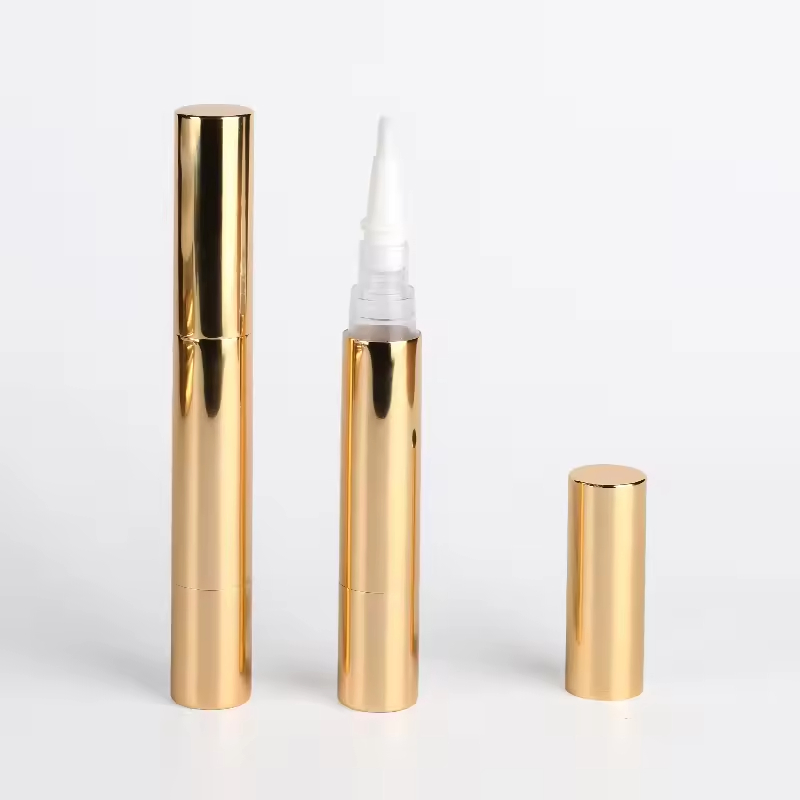 Hot Sale 1ml 2ml 3ml 4ml 5ml Golden Cosmetic Empty Nail Oil Glossy Pen with Brush