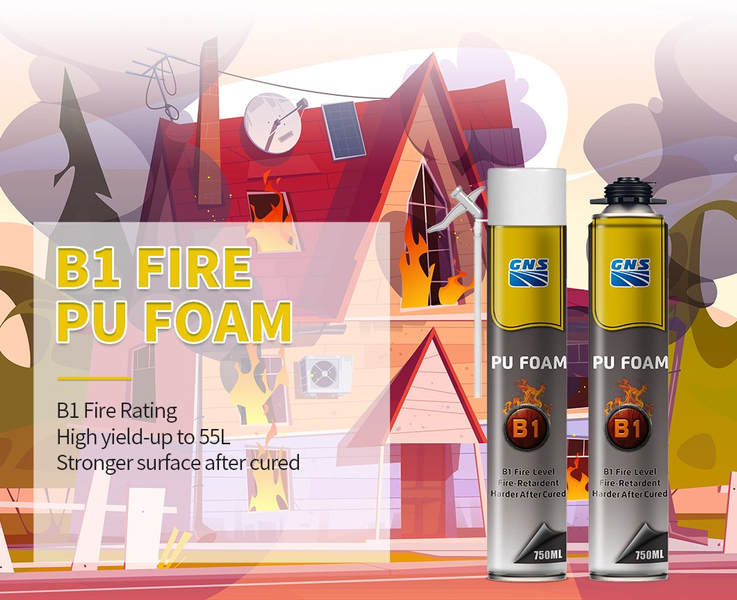 750ml B1 Fire Retardant Polyurethane Foam Fire Stop PU Foam Fireproof Foam