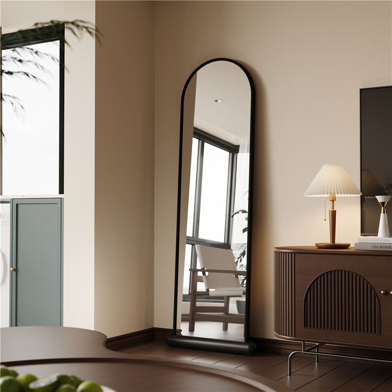 Elegant Sleek Modern Full-Length Mirror with Solid Wood Frame, Durable for Bedroom Decor