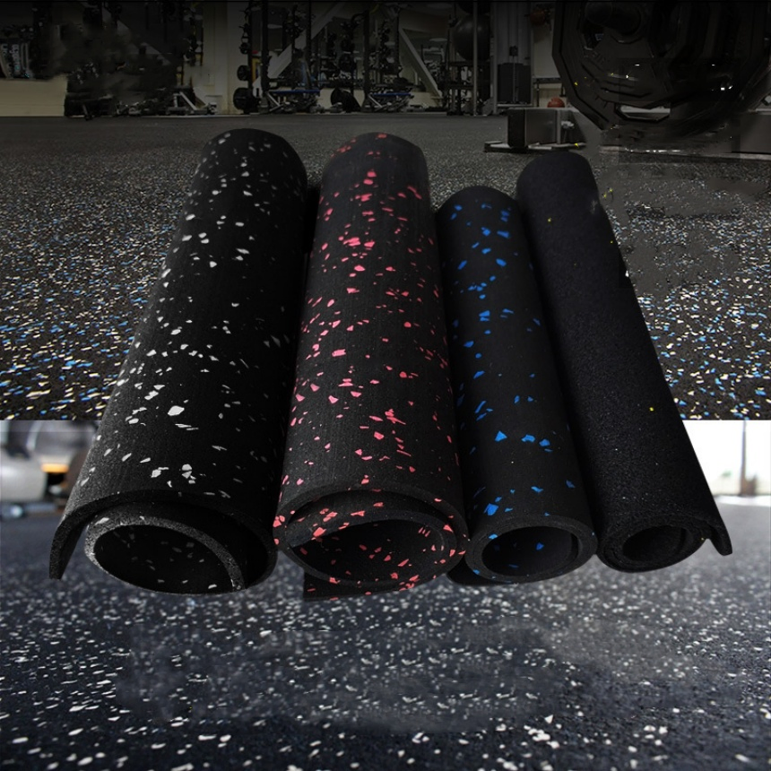 Cheap Price Black+EPDM Speckles Gym Rubber Flooring Roll for Gym