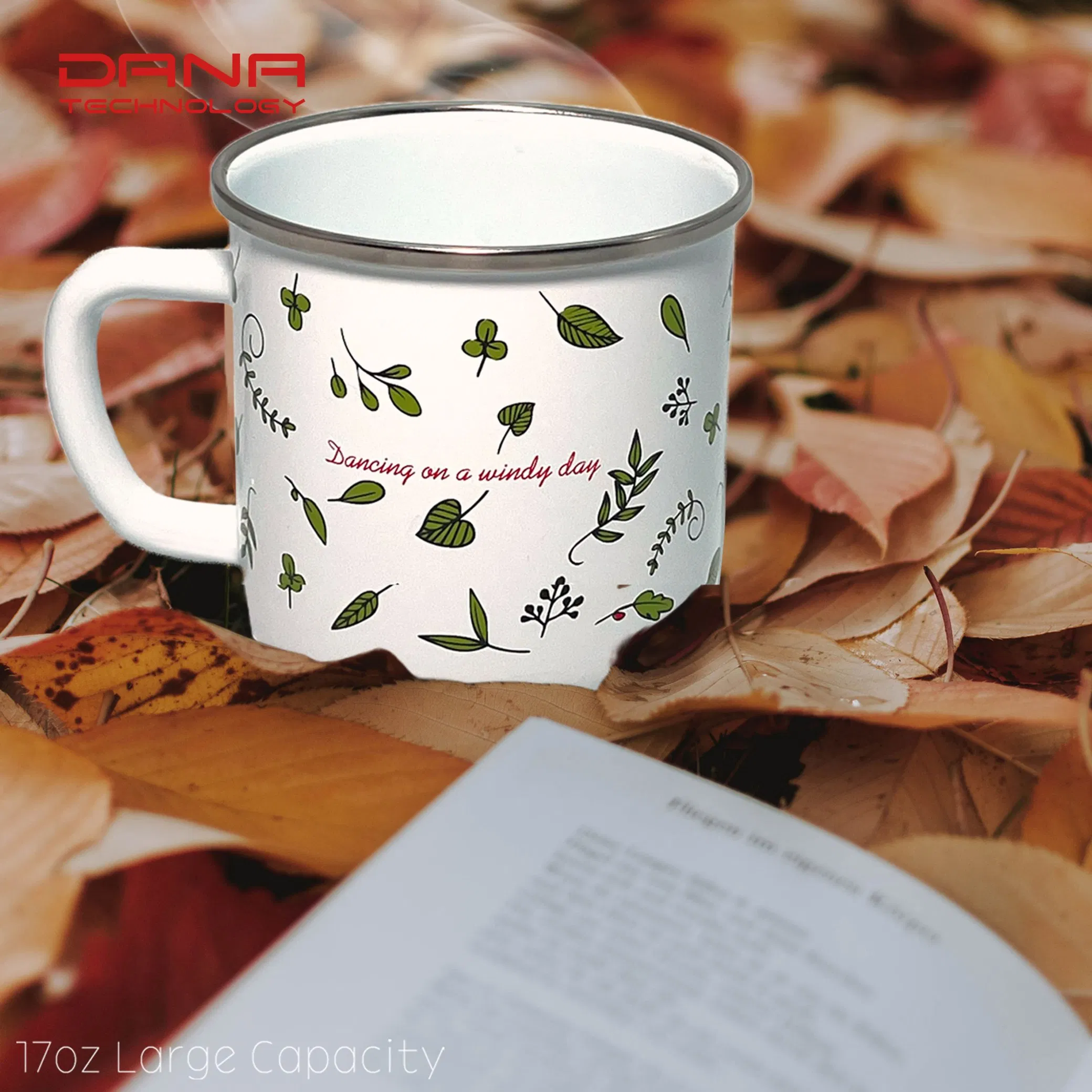 Stainless Steel Rim 11oz 350ml Traveling Enamel Carbon Steel Coffee Mug