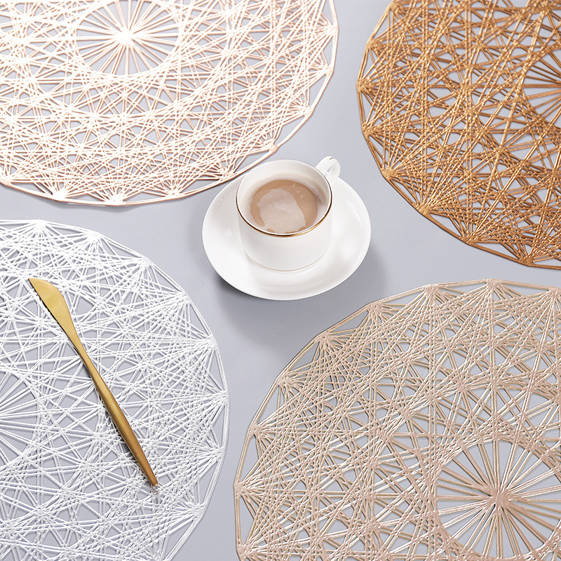 PVC Placemat Hot Stamping Hollow Pad Anti-Slip Coffee Table Decorative Accessories