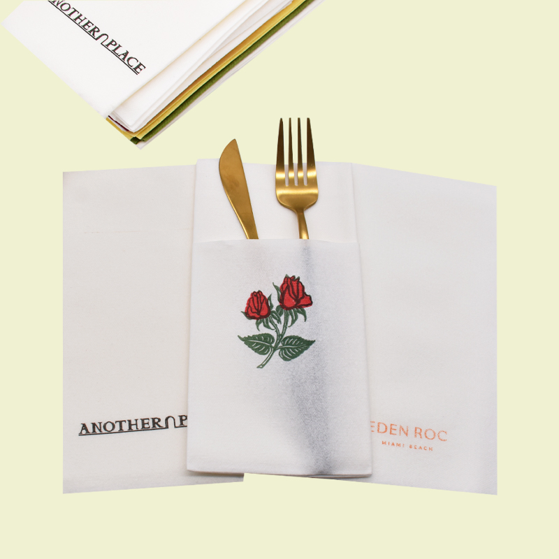 Luxury Colorful Non-Woven Napkin Paper and Airlaid Pocket Cutlery Pouch Absorbent