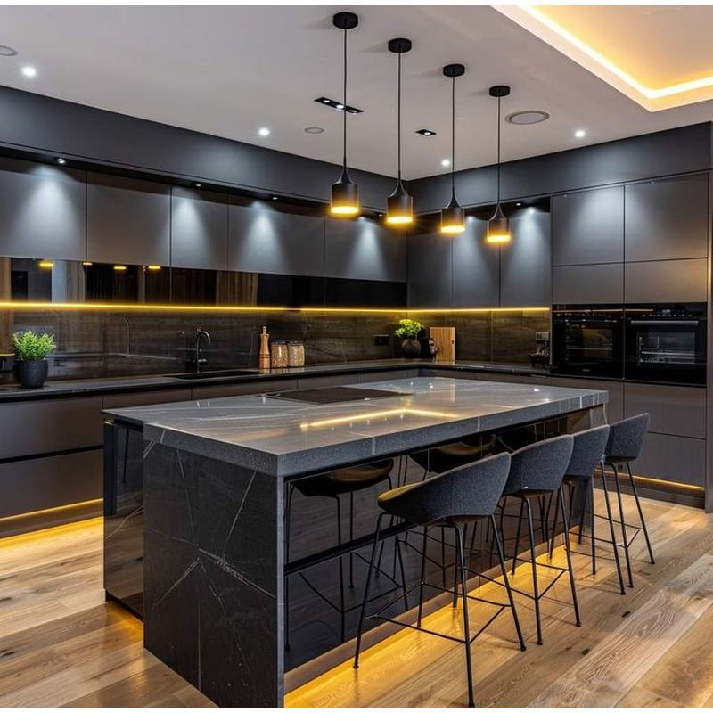 Modern Profile Personalized Plywood Lacquered Finish Durable Eco-Friendly Kitchen Cabibet