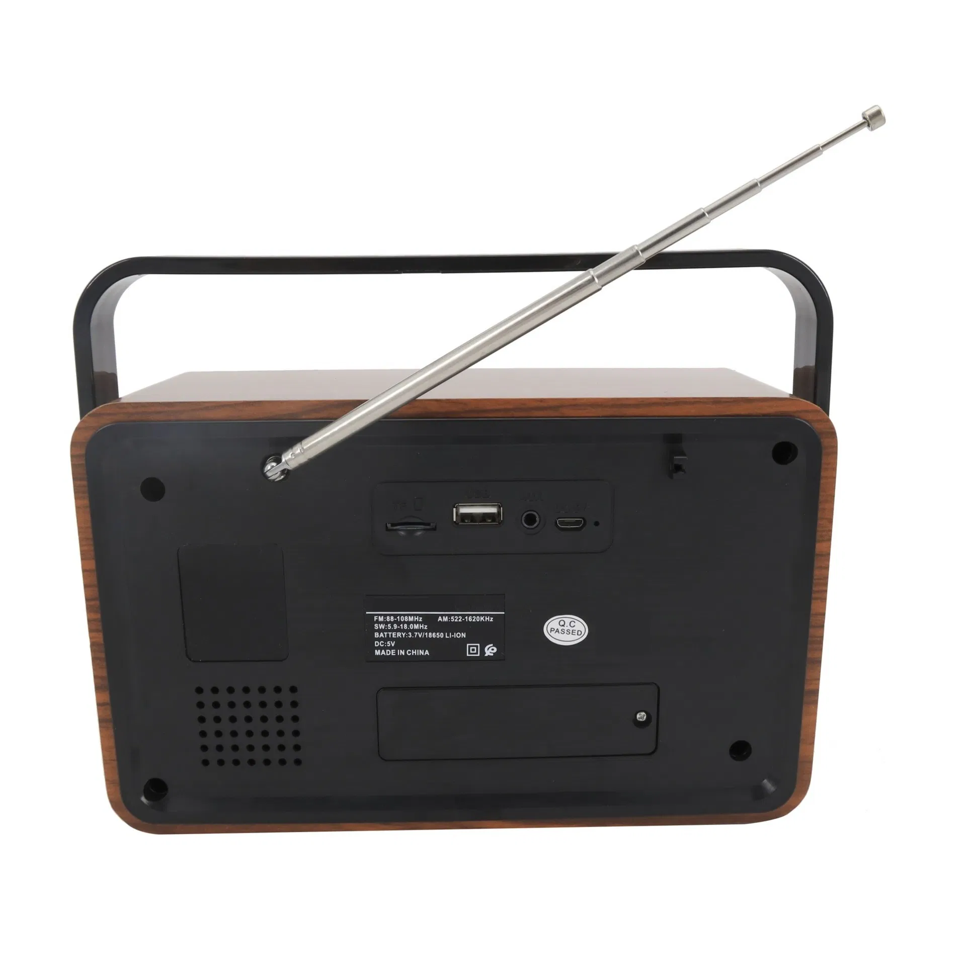 Portable FM Radio Bluetooth USB TF Player Rechargeable DSP Retro Radio