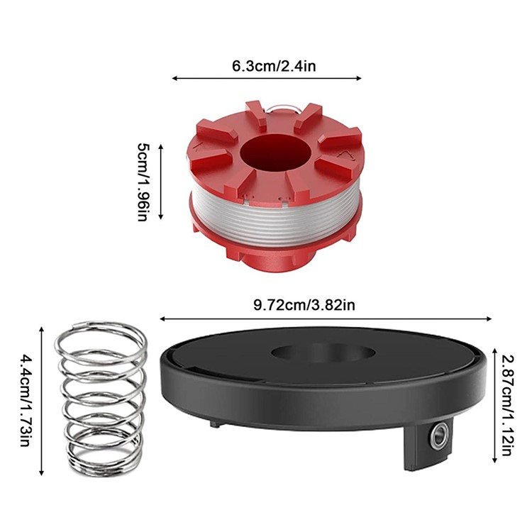Lawn Mower Parts for Einhell CE-CT 36 / 30 Li E-Solo / Agillo 36 / 255 Bl / Agillo 18 / 200 3 Spool + Cap + Spring