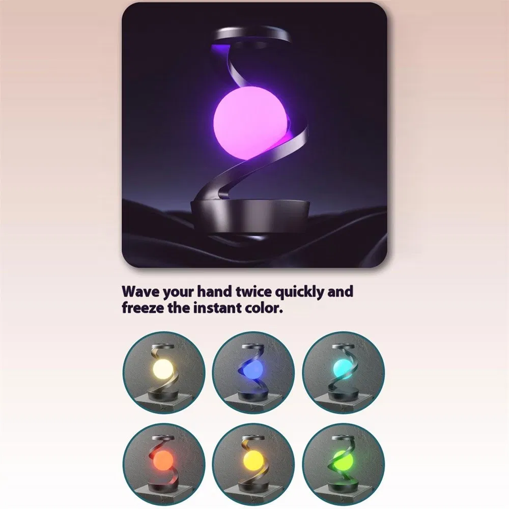 Лампа левитация Spiral RGB, атмосферная, серая